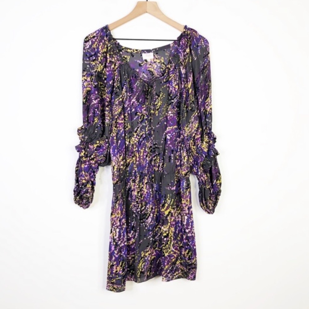 Parker silk ruffle sleeve mini dress